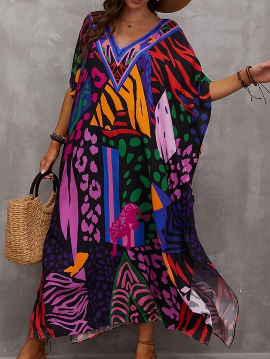 Dresses & Skirts - Oversized moo moo boho dress
 Multicolor Abstract Maxi Caftan